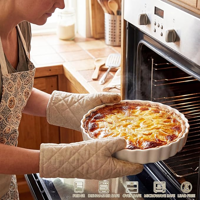4 Packs Ceramic Pie Pan Set 6/7 /9/11 Deep Pie Plate Round Baking Dish Quiche Baking Dish Bakeware Tart Molds Oven Safe for Serving