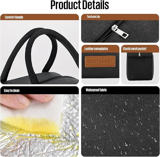 douyadady Lunch Bag Women/Men Lunch Box Women/Men (black)