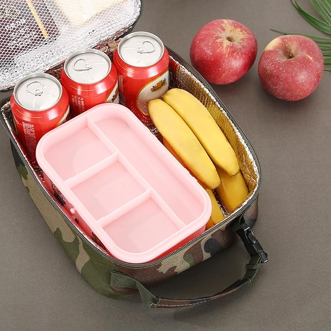 Lovoeo Lunch box Lunch bag for men women Insulated Lunchbox Lunch bags for Work Picnic Travel (Green camo)