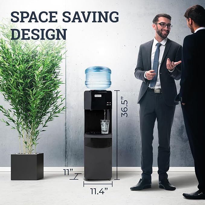Igloo Top Loading Water Cooler with Removable Drip Tray & Energy-Saving Features- Water Tower with Hot, Cold Temperature Settings- Water Dispenser Fits 3 & 5-Gallon Jugs with Child Safety Lock- Black