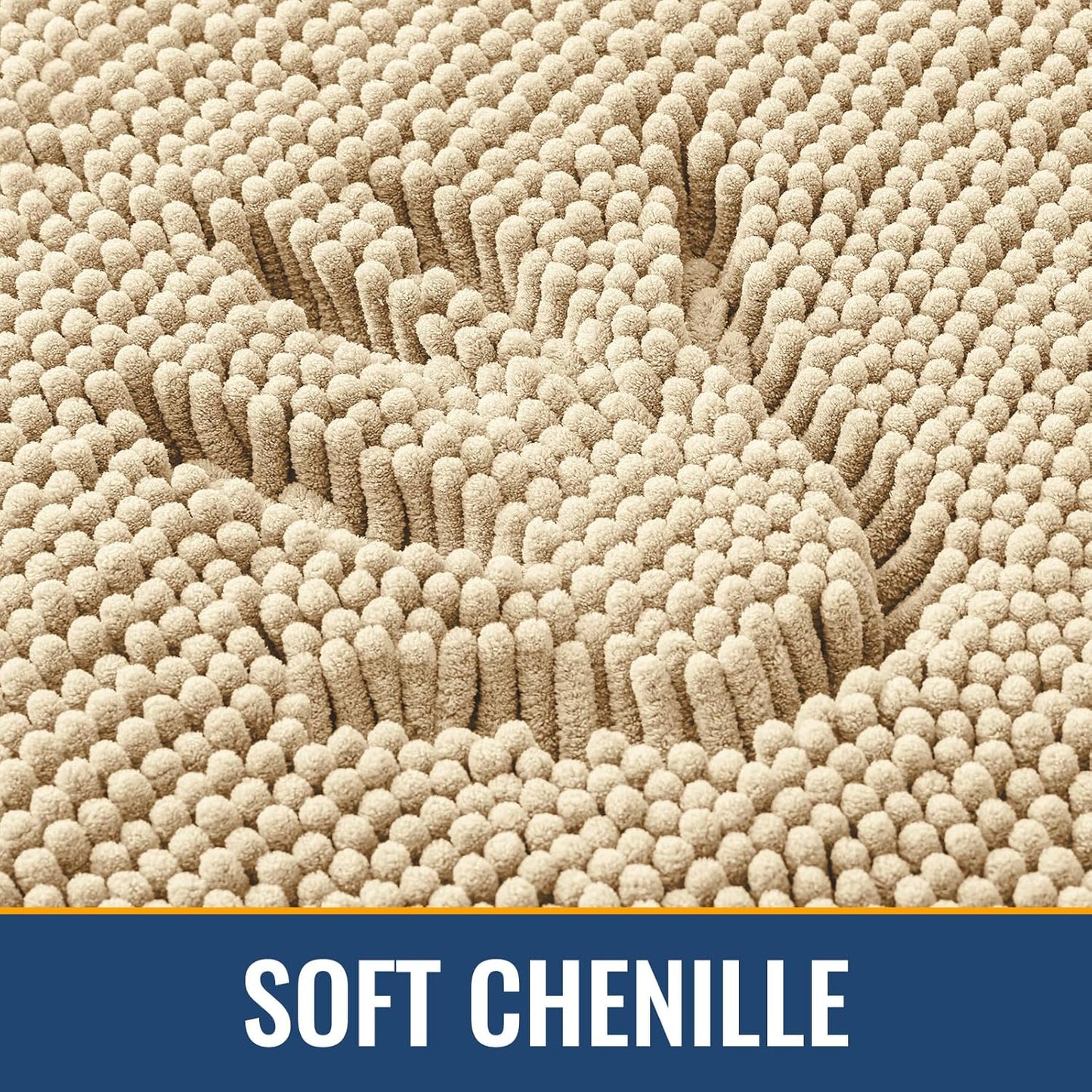 Arotive Bathroom Rugs 34x21, Extra Soft Absorbent Shaggy Chenille Bath Rugs, Machine Washable Rubber Backing Non-Slip Bath Mats for Bathroom Floor Tub and Shower, Home Decor Accessories, Beige