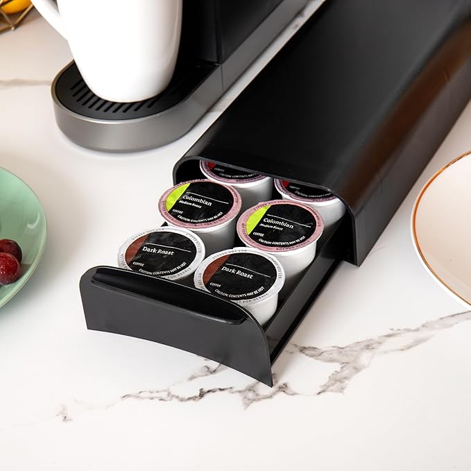 Mind Reader Single Serve Coffee Pod Organizer, 12-14 Coffee Pod Capacity, Black