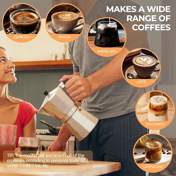 Aluminum 14 Cup 700ml Moka Pot Express Coffee Maker Stovetop Espresso Percolator Coffeemaker Italian Classic Style Brewing Greca Cafe Mocha Machine for Cafeteras Lover Camping Travel and Home Use 24oz