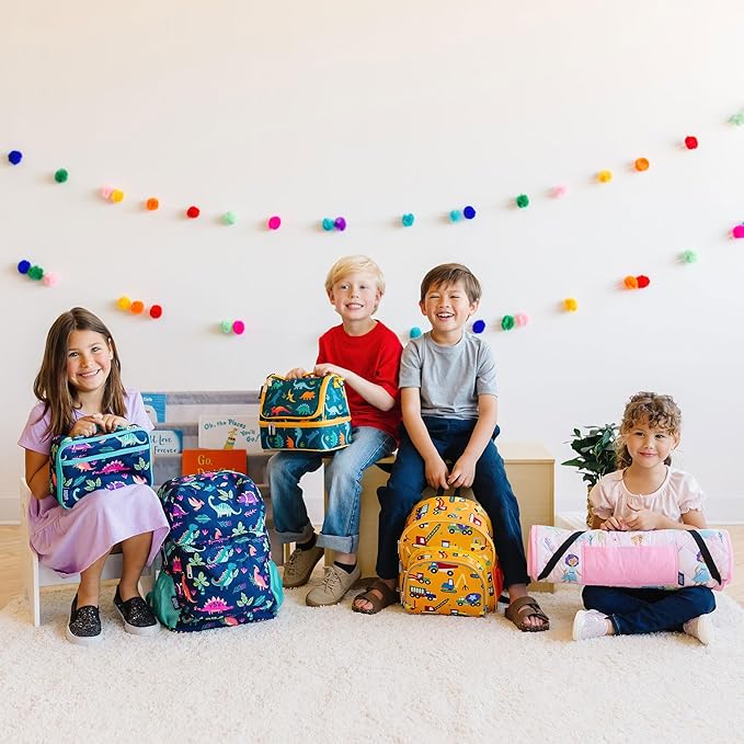 Wildkin Kids Two Compartment Insulated Lunch Bag – Keeps Food Hot or Cold, Easy-Clean Lining, Leak-Resistant & BPA-Free – Boys & Girls, Ideal for School, Travel & Daycare – Blue Glitter
