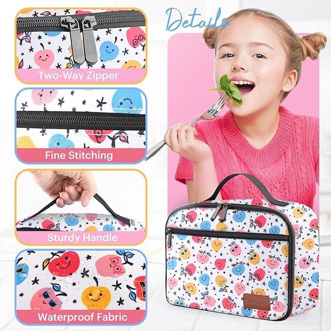 Lunch Box Kids, Insulated Lunch Bag for Women Men, Cooler Reusable Cute Lunch Containers for Boy & Girls, Adults Leak Proof Large Lunch Tote Bags for School, Work, Travel, Picnic Outdoor and Beach