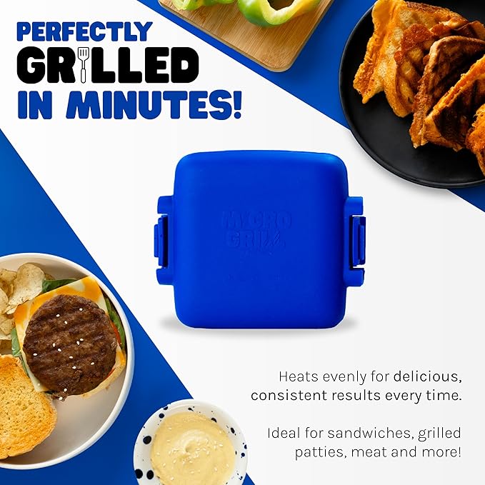 Classic™ Microwave Sandwich Maker, Microwave Grill, Toaster, 3 Minute Grilled Cheese Sandwich Maker, Thick Silicone Cover, Safe Food Grade, Panini Press, Dishwasher Safe (Blue, Regular)