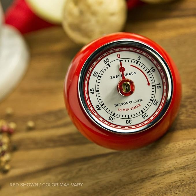 Zassenhaus Magnetic Retro 60 Minute Kitchen Timer, 2.75-Inch, Cool Gray