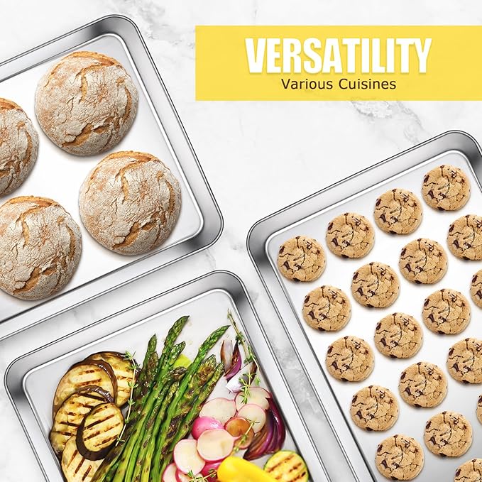 Terlulu Baking Sheet, Cookie Sheet, Stainless Steel Baking Pan, 2 Piece-17.3''x 12.3'' x 1'', Half Sheet Pan for Oven, Baking Tray for Baking&Roasting, Nonstick&Nontoxic&Easy Clean