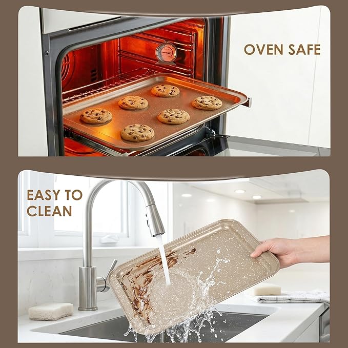 11 Piece Baking Set | Nonstick & Non Toxic Bakeware Sets Baking Pans Set | Carbon Steel Baking Supplies Include Notebook, Cookie Sheets, Roasting Pan, Muffin Pan, Cake Pan, Pizza Pan, Loaf Pan