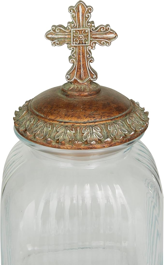 Deco 79 Glass Round Decorative Jars, Set of 3 15", 13", 11" H, Clear