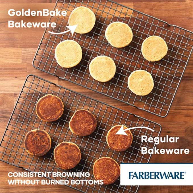 Farberware GoldenBake Nonstick Baking Sheet and Pizza Crisper Pan Set, 2 Piece, Gray
