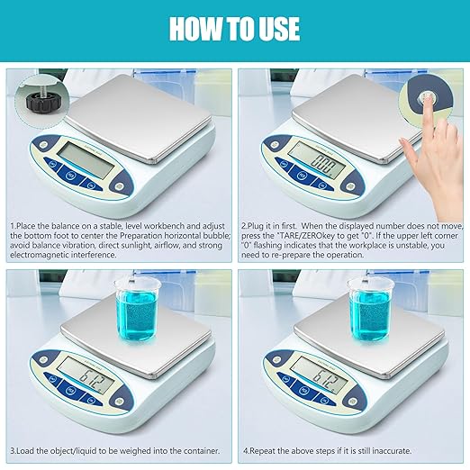 CXRCY High Precision Lab Scale 6000g x 0.001g, Analytical Electronic Balance with 11 Unit Conversion. Portable Gram Scale for Jewelry, Kitchen, Scientific & Scientific Use