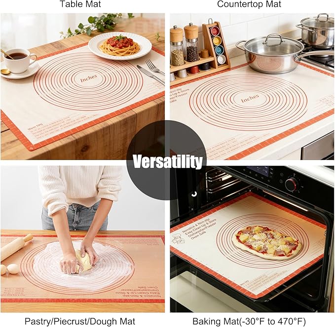 Silicone Pastry Mat 36x24 Inch Nonstick Baking Mats Extra Large Counter Mat for Dough Rolling, Pastry, Pie Crust, Fondant, Cookies, Bread, Pasta, Pizza Mat