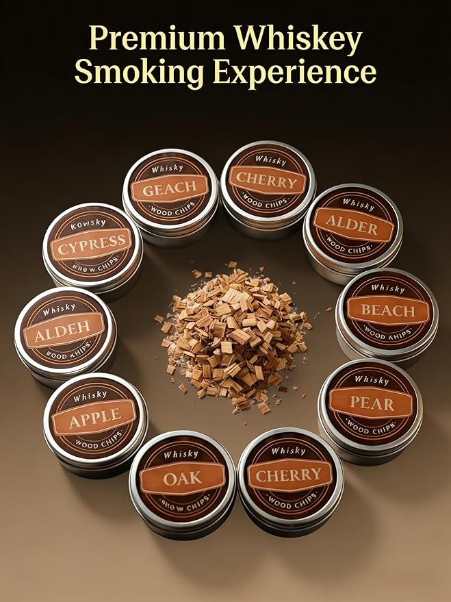 Cocktail Smoker Wood Chips for Whiskey Smoker Kit,Natural Drink Smoker Chips for Cocktails & Bourbon,10 Flavor Smoking Wood Chips Variety Pack,Apple Peach Pear Hickory Oak Cherry Mesquite Alder Beech