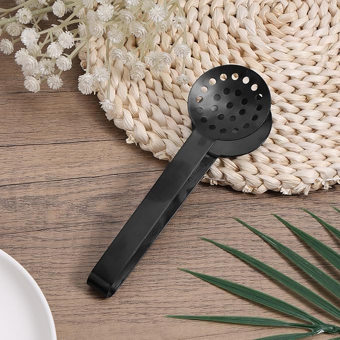 Tea Bag Squeezer Tongs, Stainless Steel Teabag Strainer Dispenser Gripper Picker Accessories for Tea Drinkers Gifts(Black)