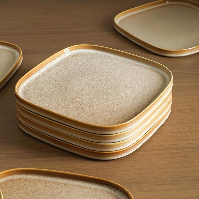 Stone Lain Cairo 12-Piece Dinnerware Set Stoneware, Plates and Bowls Set, Microwave and Dishwasher Safe, Includes Dinner and Salad Plates, Cereal Bowls, Dishes for 4, Sand
