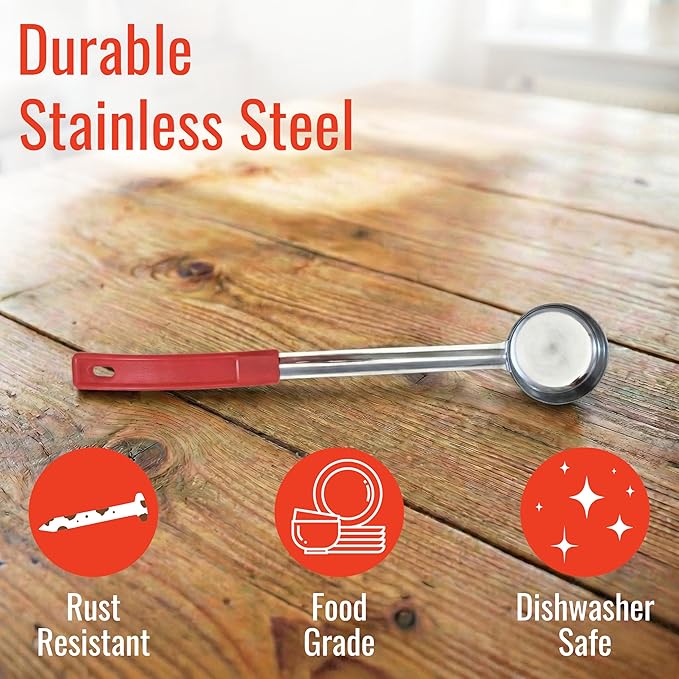 2 Ounce Solid Stainless Steel Portion Control Ladle Spoon for Measuring and Serving; Commercial Grade Serving Scoops [Pack of 2]