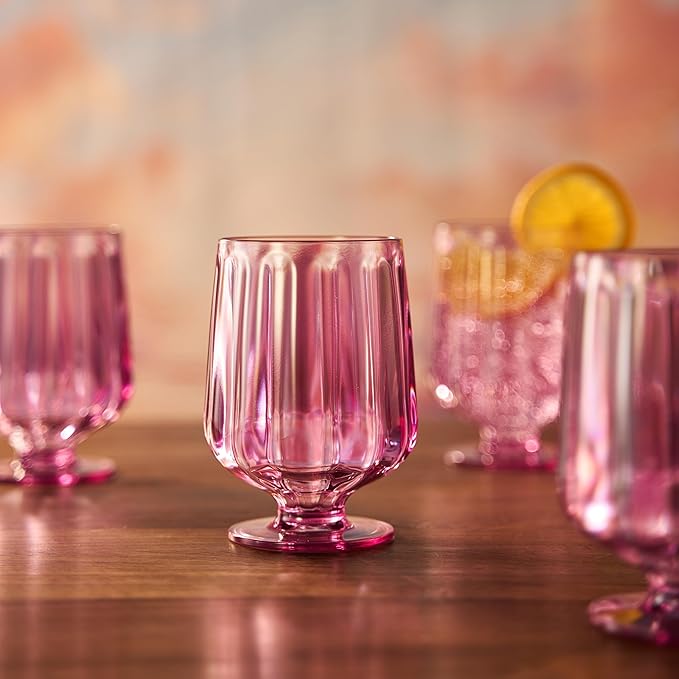 15oz Unbreakable Premium Drinking Glasses Set of 4 - Super Grade Acrylic Plastic - Perfect For Gifts - European Style Shatterproof BPA-free Glassware Dishwasher-Safe, Indoor & Outdoor (Purple-Lilac)