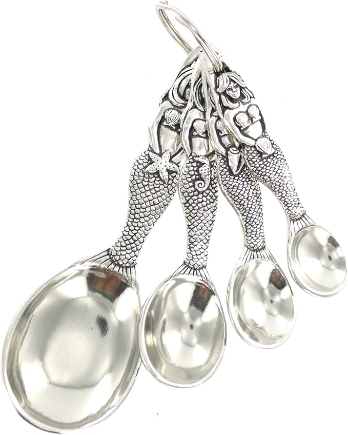 Pewter Mermaid Measuring Spoons Set of 4