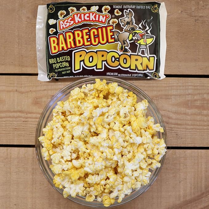 ASS KICKIN' BBQ Microwave Popcorn Bags - 3 Pack - Ultimate Barbecue Gourmet Popcorn Gift - Makes a Great Movie Theater Popcorn or Snack Food for Movie Night