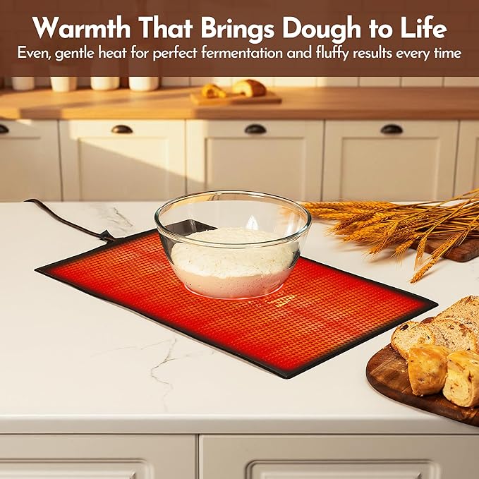Bread Proofing Mat 13 x 21In Bread Proofer Warming Mat for Food – Temperature Controlled Sourdough Heating Pad for Home Baking – Waterproof Casing – 2.1M Cord with Standard Plug