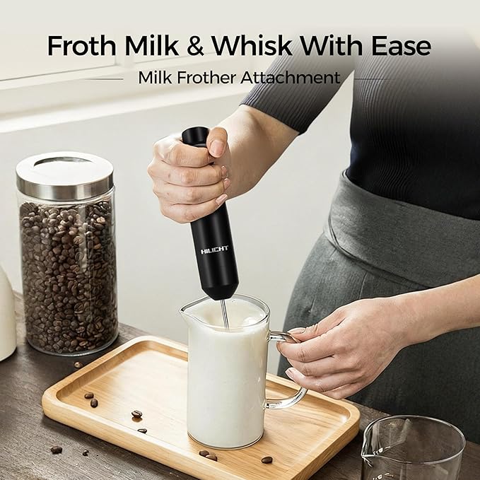 Cordless Hand Blender, 12V Rechargeable Immersion Blender with Brushless Motor, 60+ Bowls per Charge, 2-Blade, Auto Lock, Whisk & Frother for Soup, Smoothies, Baby Food