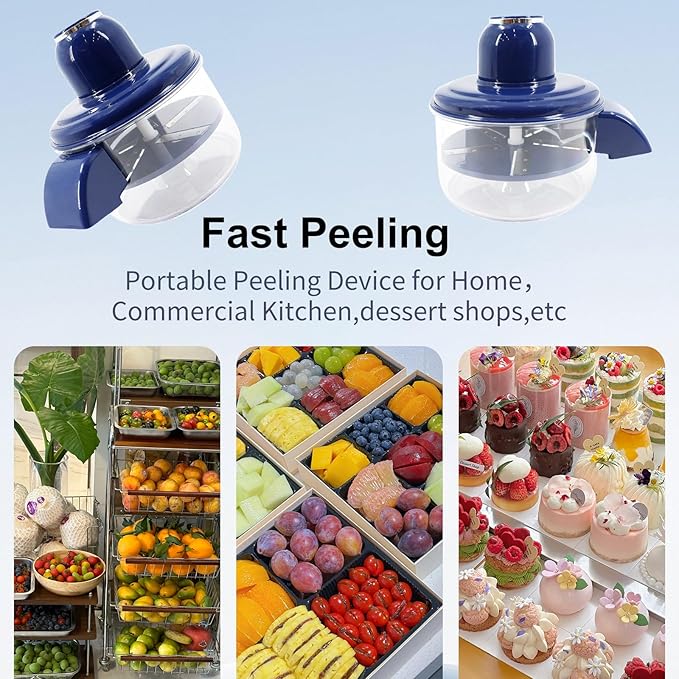 Automatic Garlic & Small Fruit Peeler - Rechargeable Electric Grapes Peeling Machine for Home, Commercial Kitchen - 1 Set (Blue)