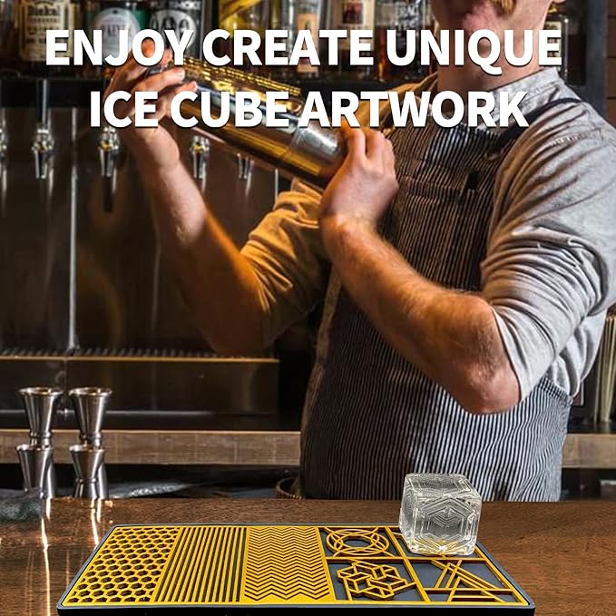 Ice Cube Maker - Modern Clear Ice Tray with Stamps for Cocktails & Bourbon - 5 Seconds per Side