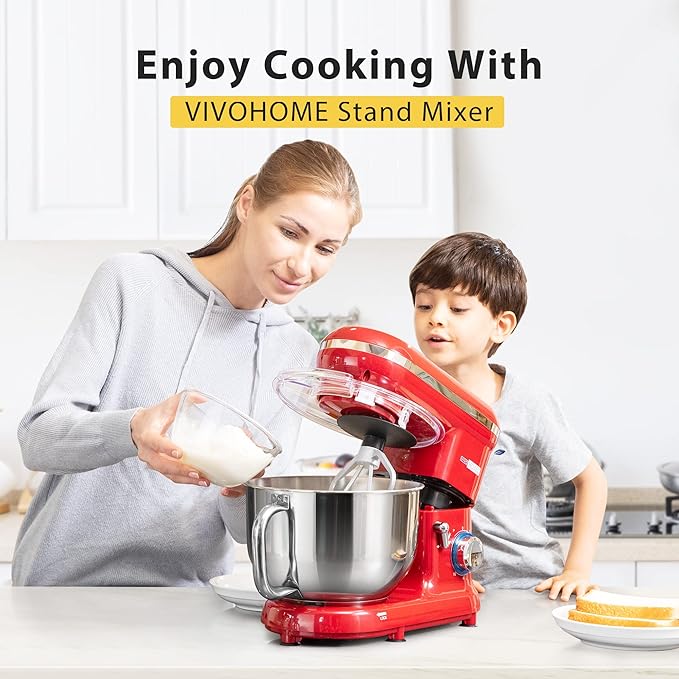 VIVOHOME 4.75 Quart Stand Mixer, 8 Speed Kitchen Electric Food Mixer with VIVOHOME Stand Mixer, 660W 10 Speed 6 Quart Tilt-Head Kitchen Electric Food Mixer