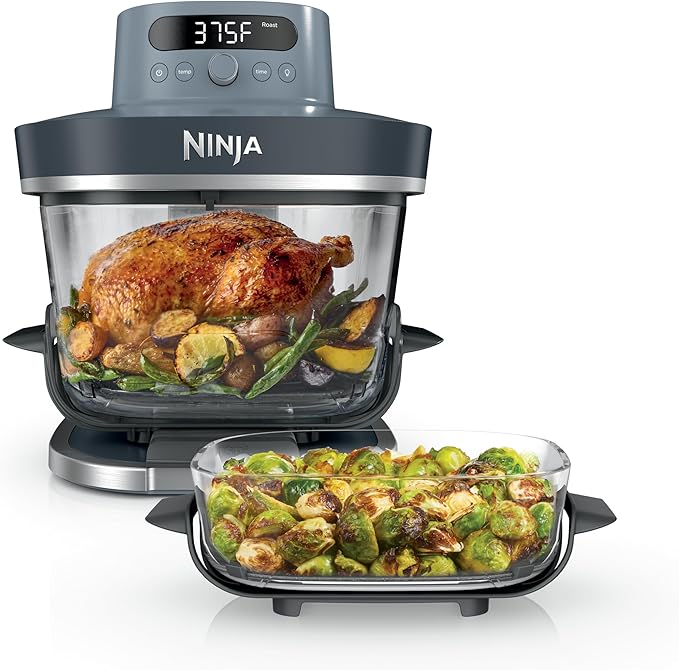 Ninja Crispi Pro 6-in-1 Glass Air Fryer | 450°F, Nontoxic, 6qt & 2.5qt Containers & Lids | Microwave, Freezer, Dishwasher Safe | Max Crisp, Air Fry, Bake, Roast, Recrisp, Dehydrate |Cyberspace AS101CY