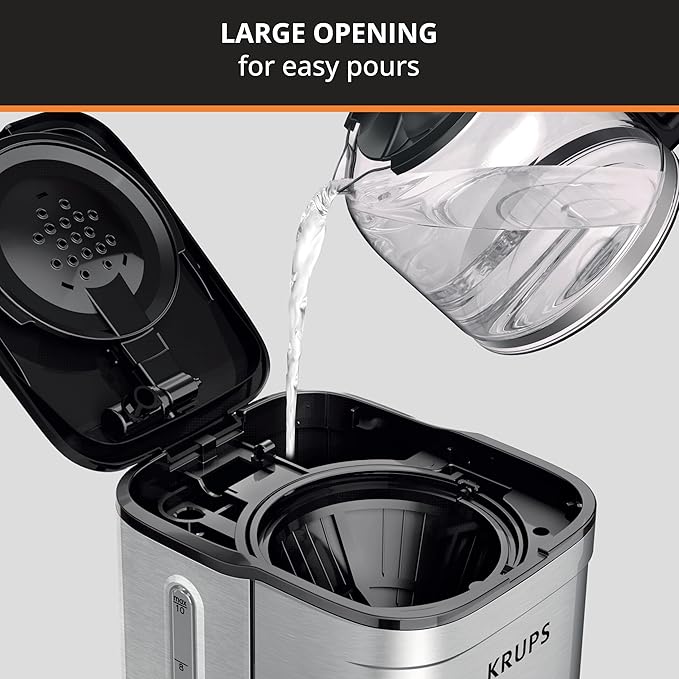 KRUPS Coffee Maker 10 Cups Simply Brew Stainless Steel Drip Coffee Maker,900 Watts-Coffee Filter,Drip Free,Dishwasher Safe Pot,Black & Silver,(Pack of 2)