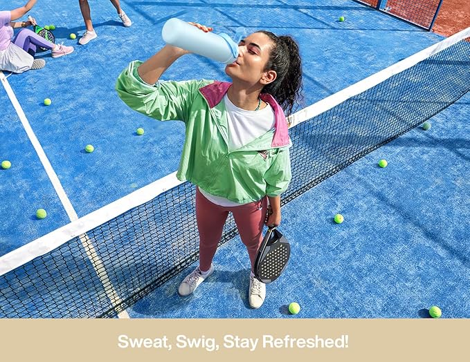 POWCAN 26 oz Insulated Water Bottle with 2-in-1 Straw and Spout Lid, Keep Cold 24H, Leak-Proof, Fits in Car Cup Holder, Stainless Steel Water Bottle for Sports, Gym, Travel, and School (Mousse)