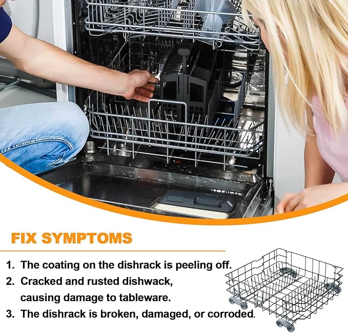Upgraded WD28X25960 Dishwasher Lower Rack Replacement Parts for GE Dishwasher Parts Bottom Rack PDW7880G00SS GE Profile Triton XL Monogram Cafe Dishwasher Rack Lower Dishrack Rollers