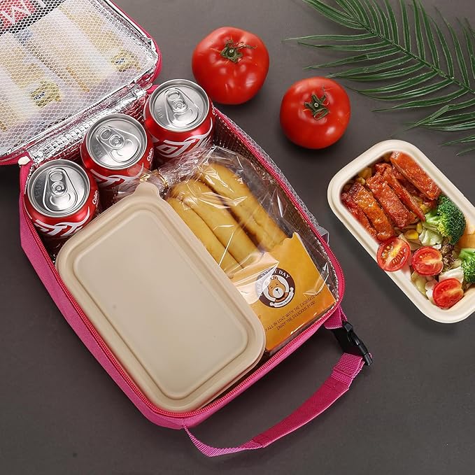 Lovoeo Lunch box Lunch bag for men women Insulated Lunchbox Lunch bags for Work Picnic Travel(Rose red)
