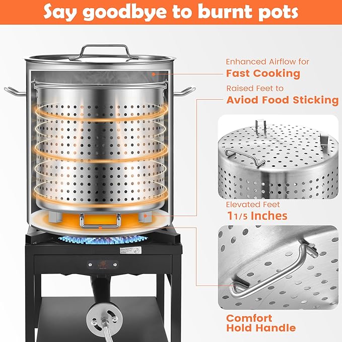 ARC 84-Quart Stainless Steel Seafood Boil Pot with Basket and 2 Brown-paper Table Cover, Larger Crab Pot for Cooking, Stock Pot for Crawfish, Crab, Lobster, Shrimp and Turkey Fryer, 21 Gallon