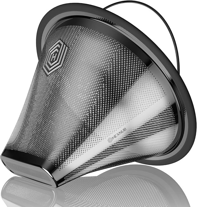 HEXNUB Reusable #4 Coffee Filter for Technivorm Moccamaster KBGV, KBT Coffee Machines, Durable Stainless Steel Mesh Metal Filter