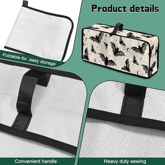 Halloween Toaster 2 Slice Cover Washable Toaster Cover Pretty Floral Small Appliance Covers Dustproof Kitchen Appliance Covers with Top Handle, Bat Print