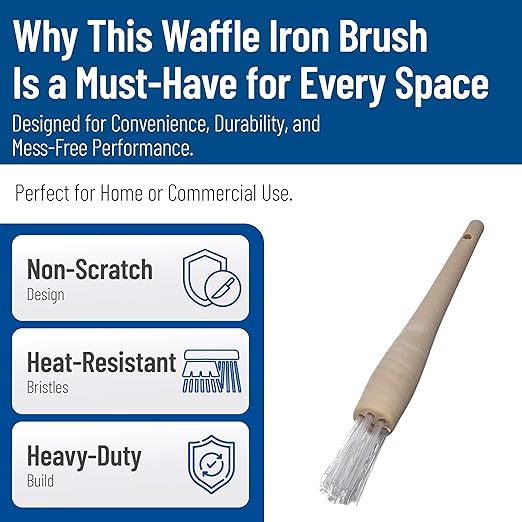 Carlisle FoodService Products 4011500 Round Waffle Iron Brush with High Heat Bristles, 1", Teflon (Pack of 12)