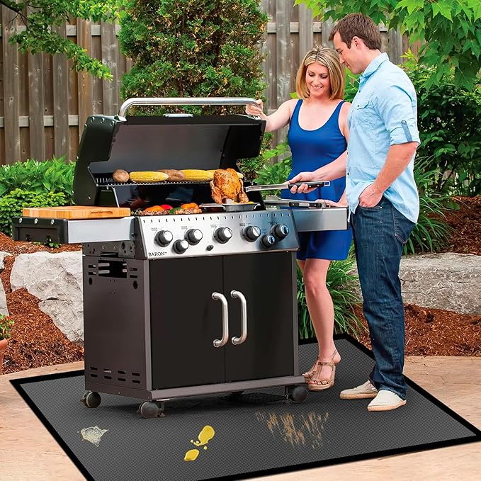 76 ×52 inches Under Grill Mat for Outdoor Grill/ Fireproof Grill Pad for Fire Pit, Double-Sided Indoor Fireplace Mat Fire Pit Mat, Oil-Proof Waterproof BBQ Grill Mats Pad for Deck and Patio Gas Grills