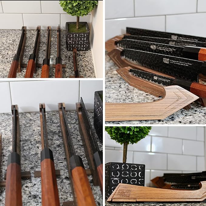 FINDKING Walnut Knife Edge Guard, Magnetic Sleeve for Counter, Drawer, Storage Pouch, Portable Blade Sheath for 8" Japanese Knife