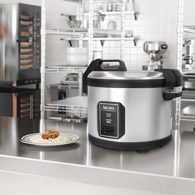 AROMA Commercial Rice Cooker for Restaurant (64 Cups Cooked) and Automatic Commercial Rice Warmer with Bonded Granite® Pot