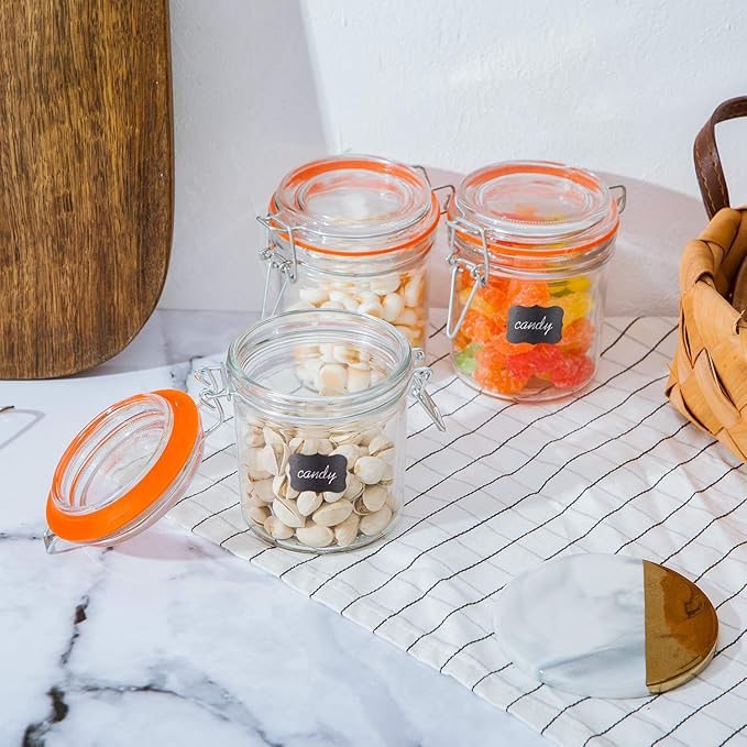 Glass Jars With Airtight Lids, Mason Jars 8 oz,Glass Jar With Leak Proof Rubber Gasket 250ml,Storage Jars With Hinged Lid for Home and Kitchen,12 Pack