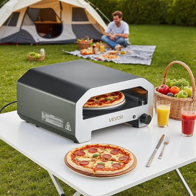 VEVOR 16 in Outdoor Pizza Oven, Auto Rotating Propane Gas Pizza Ovens, Portable Pizza-Cooker with Electric Rotate Pizza-Stone, Carry Bag, Propane Pizza Maker For Outside Backyard Patio Camping, Black
