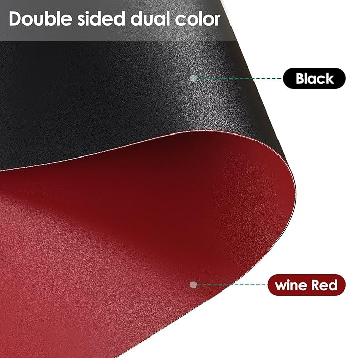 Leather Dresser Cover,1.8mm Thick,14x40 Inch,Dresser Protector Top,Dresser Top Protector,Dresser Cover Top,Dresser Top Cover,Dresser Cover Top for Bedroom.(Black+Wine Red,14x40)