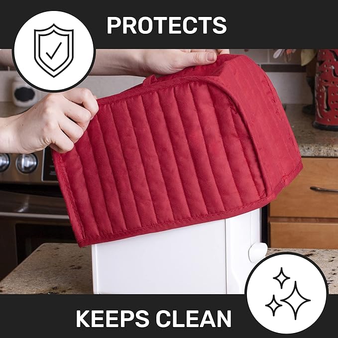 RITZ Premium Universal Two Slice Toaster Cover, 11.25" x 5.75" x 7", Polyester and Cotton Quilted, Fingerprint Protector, Super Soft Appliance & Dust Cover, Appliance NOT Included, Paprika