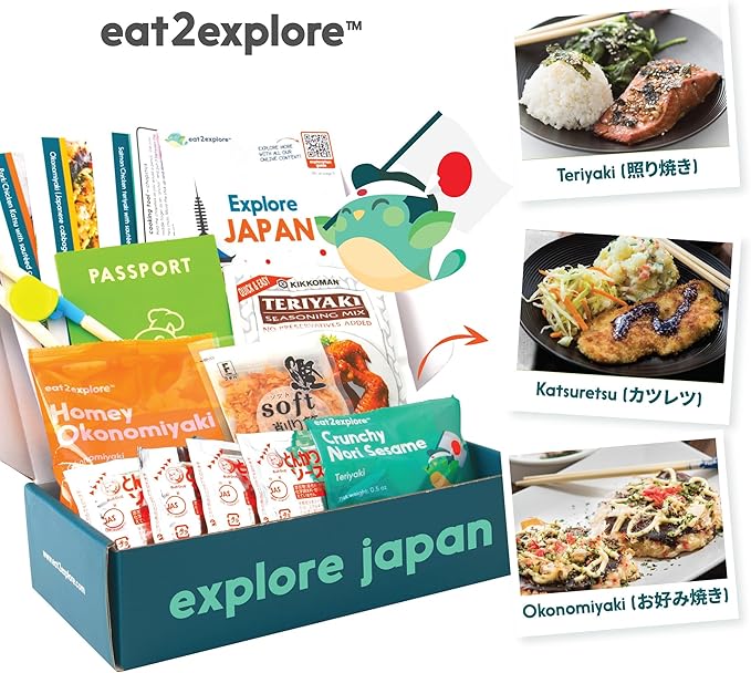 eat2explore Cooking Kits for Kids 17 Pcs – Interactive & Educational Kids Cooking Sets Real for Ages 5 and Up,3 Recipe Cards & Global Ingredients – Fun for Young Chefs (Japan Edition)