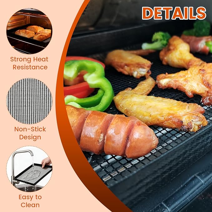 Professional-Grade 1-Pack PTFE Mesh Oven Baskets, 11.5x13.5x1 Inch Non-Stick Solid Oven Trays for Commercial Kitchens & High-Volume Cooking