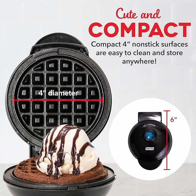 Dash Mini Maker Set - Customized Treat Maker - Supports Multi-Function Cooking - Easy Cleanup and User-Friendly Design - Black - Waffle & Griddle Irons