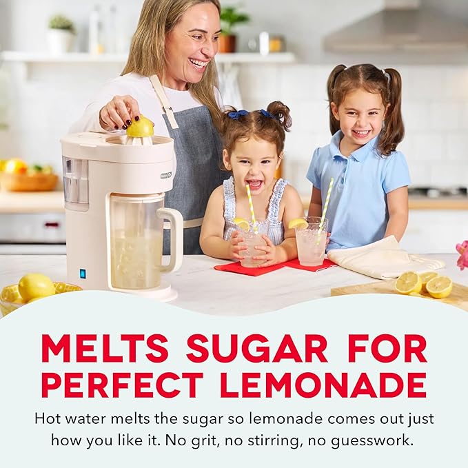 Dash Summer Sippers™ Lemonade Maker & Electric Citrus Juicer - Dissolves Sugar, Juices Over Ice - Lemon Squeezer Machine - Make Fresh Orange & Lemon Juice - Two 32oz Pitchers & Infuser Cylinders
