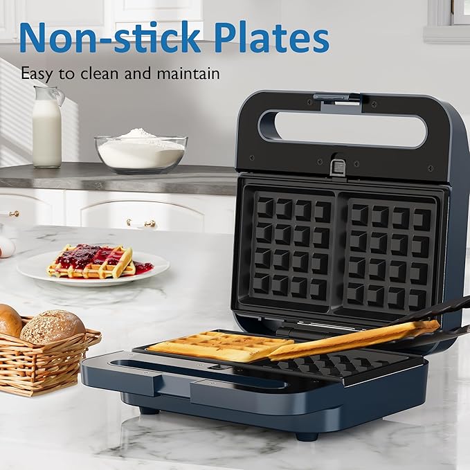 Sandwich Maker Panini Press Grill, 3 in 1 Electric Waffle Maker with Removable Non-stick Plates, Glass Top, Cool Touch Handle & Easy to Clean, 1000W